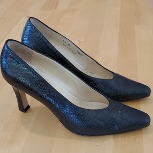 Bally black "Tulip" snakeskin leather heels